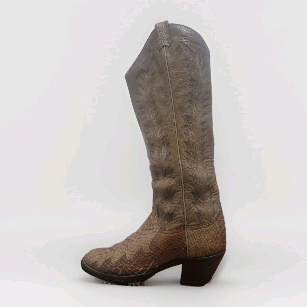 Vintage Larry Mahan Women Python Snakeskin Cowboy Boots Size 5.5B LML8012 Exotic